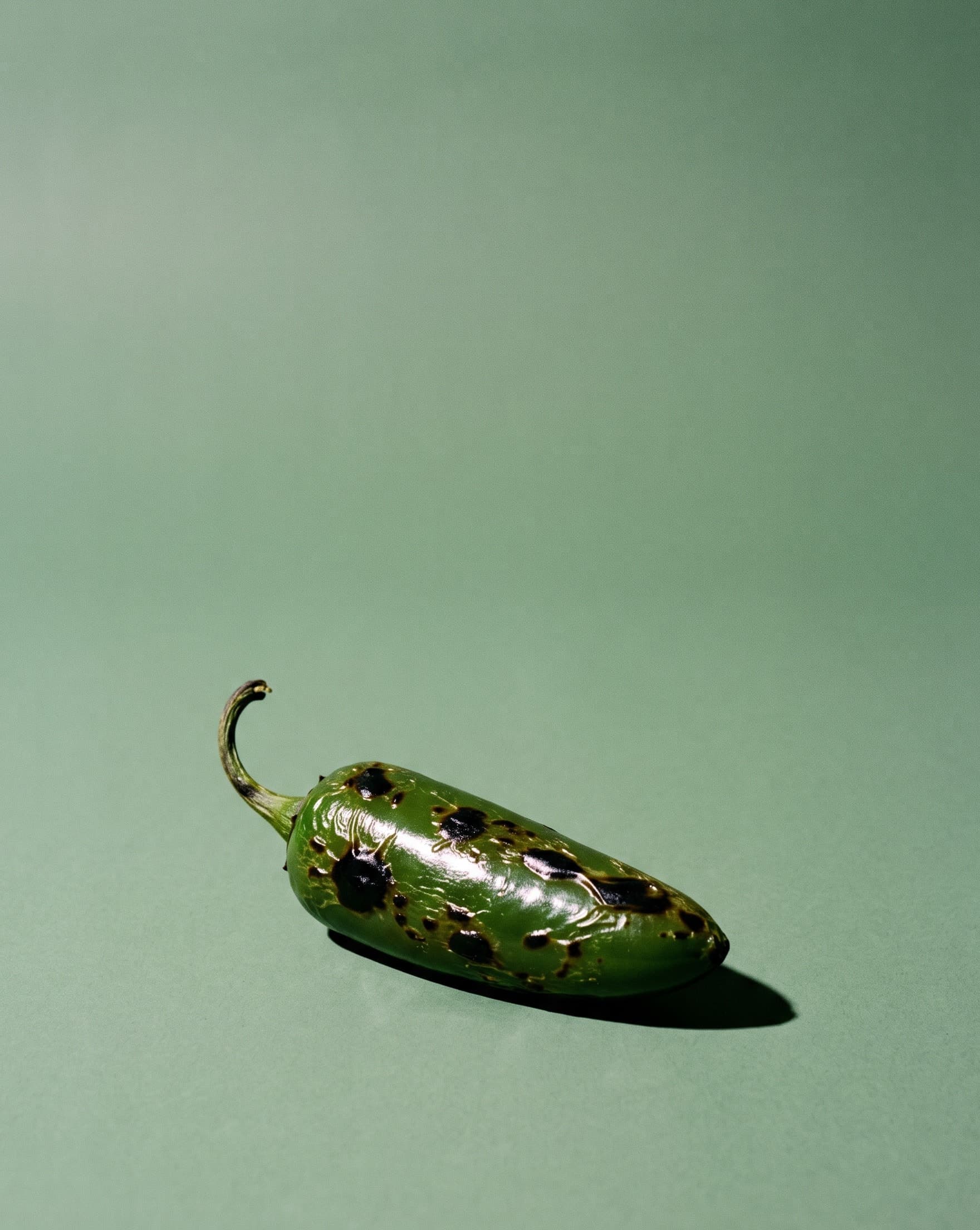 A fire-roasted jalapeño on a sage sweep